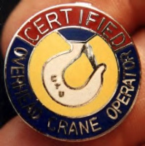 Certified Overhead Crane Operator Clutch Back Emblem pin