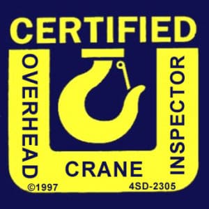 Certified Overhead Crane Inspector Hard Hat Decal